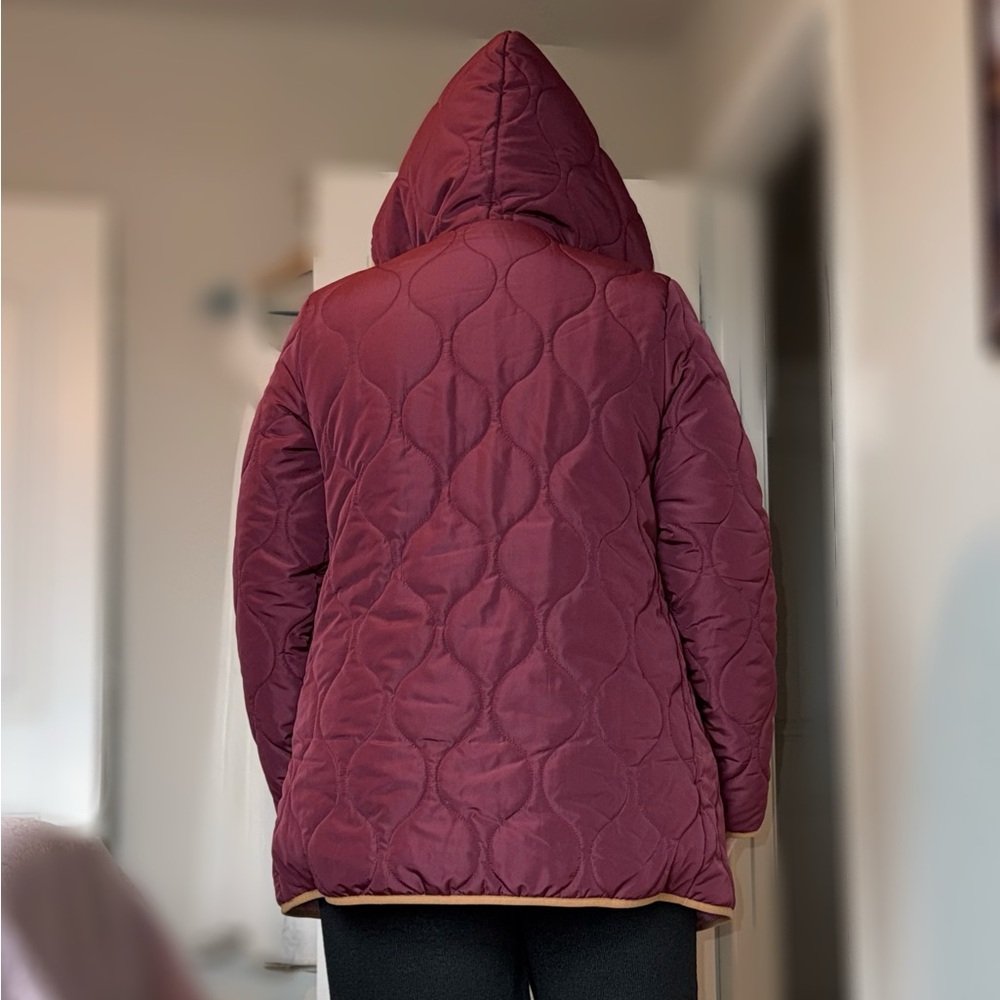 Susan Graver Maroon Quilted Puffer Jacket - Picture 2 of 16